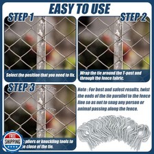 Hicarer 200 Pcs T Post Clips Metal Wire Fence Clips Galvanized Steel Tie Ez T...