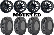 Kit 4 GBC Parallax Tires 32x10-15 on Frontline 762 Black Wheels POL5