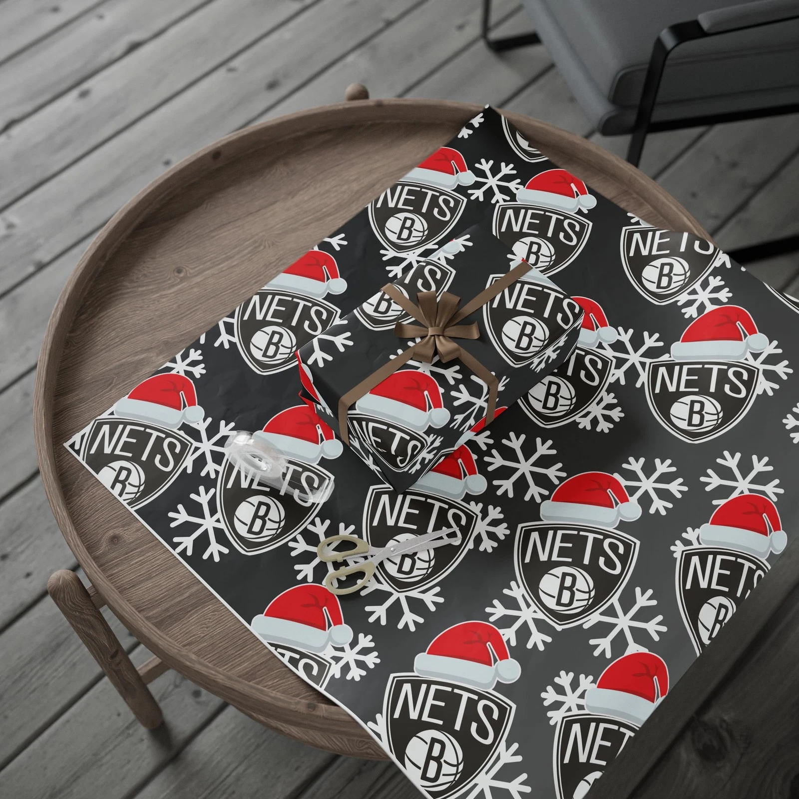 Brooklyn Nets Gift Wrap for Holidays, Christmas Basketball Wrapping Paper
