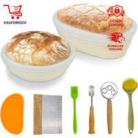 BrotgäRkorb-Set Runder Ovaler Sauerteig 100% NatüRliches Rattan Mit ZubehöR