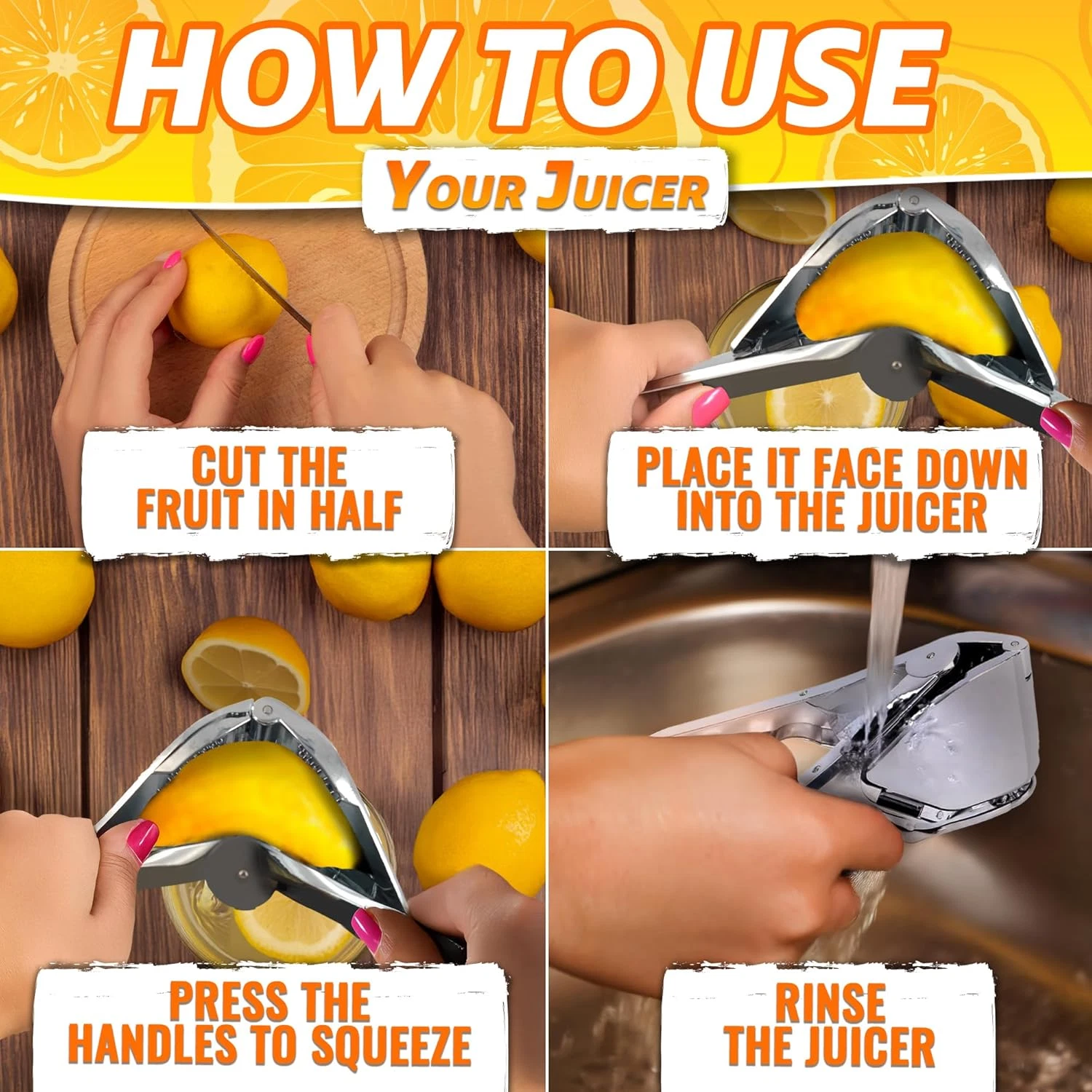 Lemon Squeezer Stainless Steel Strong Bend Rust Resistant Flat Lemon Juicer Easy