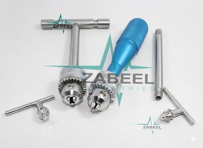 Hand Drill & T-Handle with Key 2 PCs Orthopedic & Veterinary Instruments Zabeel