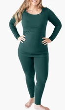 Kindred Bravely Evergreen Long Sleeve Postpartum Nursing Lounge/Pajama Set Sz L