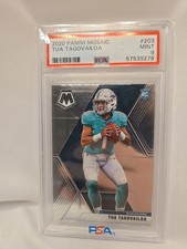 2020 Panini Mosaic Tua Tagovailoa Rookie Card RC #203 PSA 9 MINT. rookie card picture