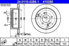 2x Ate 24.0110-0286.1 Bremsscheibe für HYUNDAI KIA