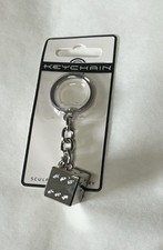 Metal Keyring Chrome Keychain Dice Silver Dice Cast Poker Keychain Ring Chain