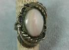 VTG Native American Stone Feather Scroll Ornate Sterling Silver Heavy Ring sz 6