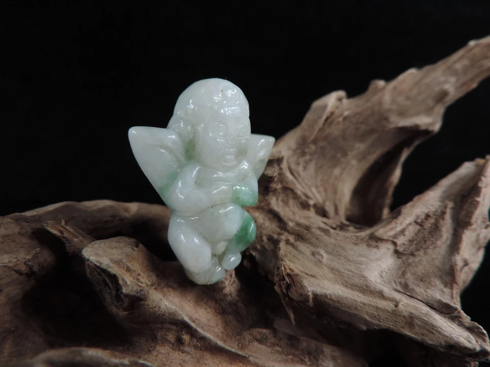 Antiguo Colgante Estatua Ángel Escultura Manual Jadeíta Verde China Foto 3 de 4