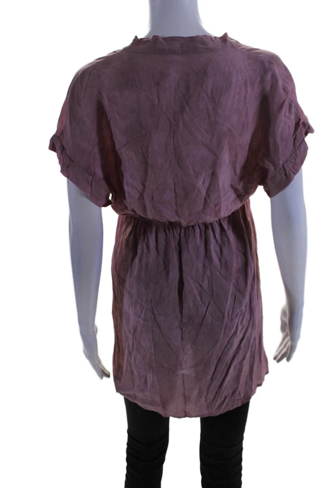 Vix Paula Hermanny Womens Short Sleeve V-neck Button Blouse Pink Size XS - Image 3 of 4