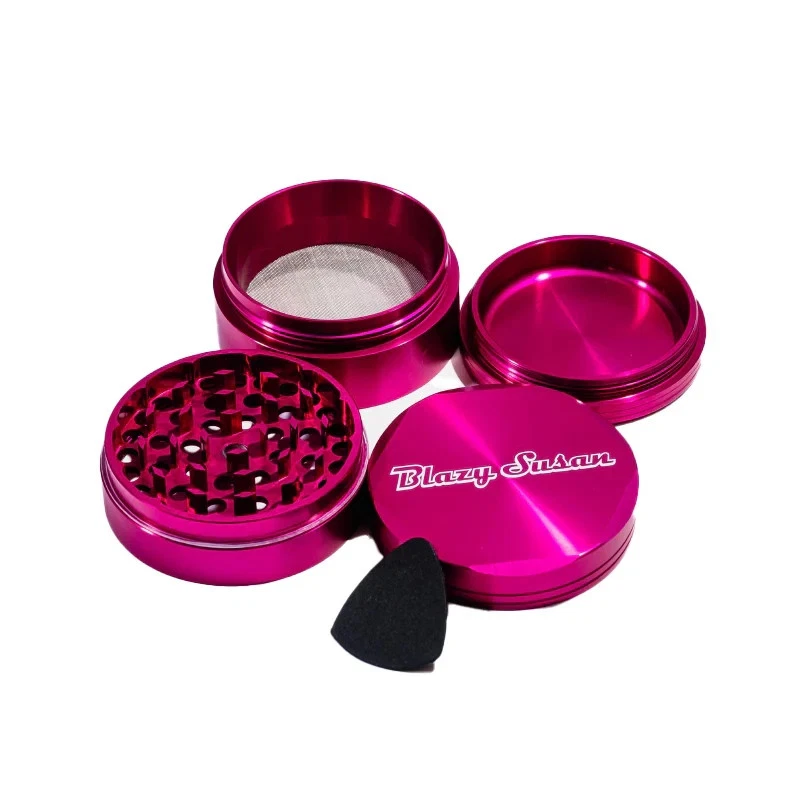 Blazy Susan Herb Grinder Hot Pink 4-Part Aluminum Metal Tobacco Grinder