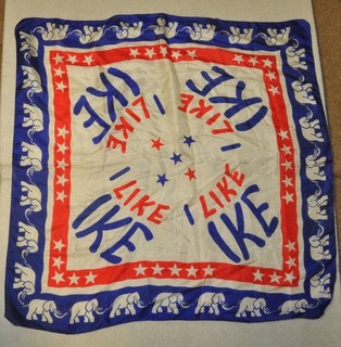 1952 Dwight Eisenhower Political Campaign Silk Ladies Scarf I Like IKE