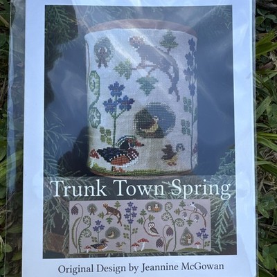 Blue Flower Cross Stitch Pattern Trunk Town Spring Chart