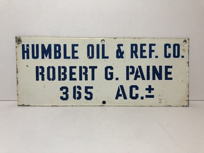 #ad Vintage Humble Oil Refining Co. Oil amp; Gas Sign Texas Man Cave Exxon Mobil $150.00