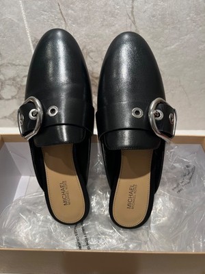 MICHAEL Michael Kors Women's Cooper Slide Leather Black Shoes 6.5