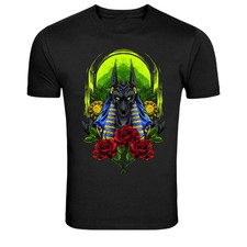 Anubis Skull Egyptian God Roses Dark Mythology T-Shirt