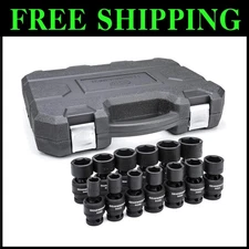 Durable 13-Piece Universal Impact Socket Set, 1/2" Drive - Off-Corner Design