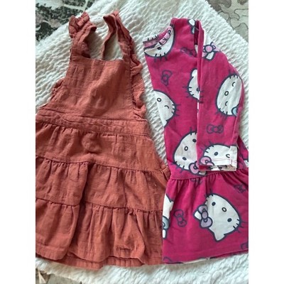 Toddler Girls Dress Bundle Art Class Rust Pinafore Hello Kitty Sanrio Pink 2T