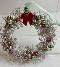 Lovely Vintage 4”Christmas  Wreath Sparkling Mercury Glass Beads! (407)