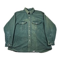 Vintage 90s Cabelas Heavy Flannel Shirt Green USA Made 2XL Hunting Outdoor