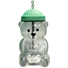 20oz Cute Bear Glass Tumbler with Straw | Viral Iced Coffee Cup Aesthetic Gift