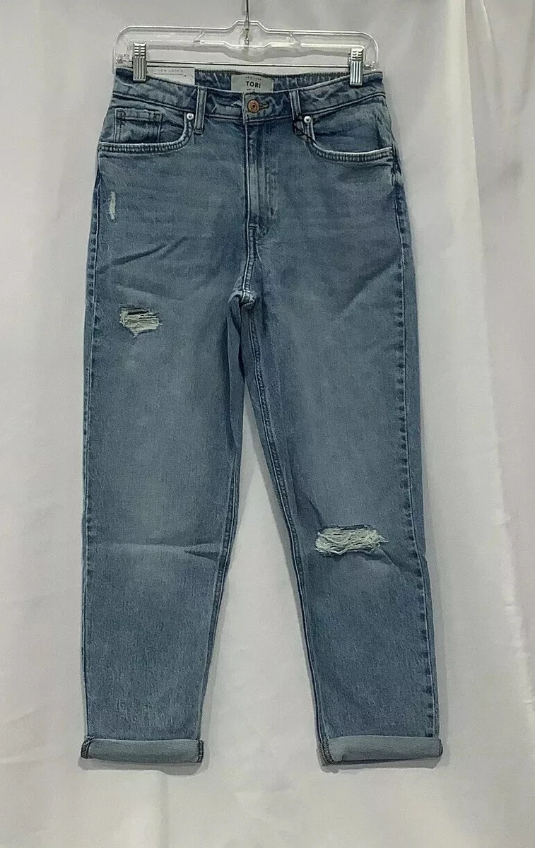 New Look Womens Tori Flat Front 5 Pocket Design Denim Faded Blue