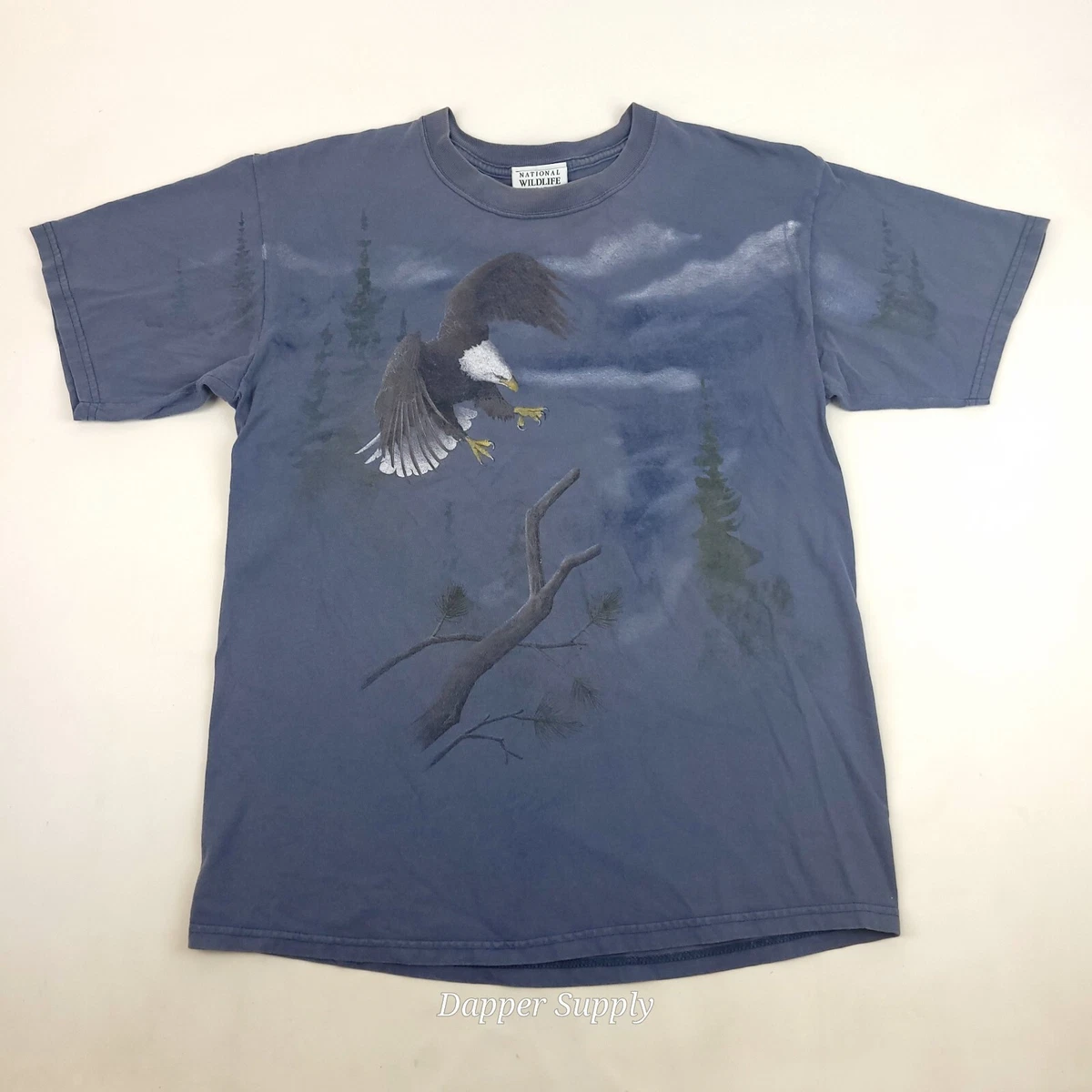 T-shirt Vintage National Wildlife Federation 1999 – Bleu à Grande Bouche, Taille L