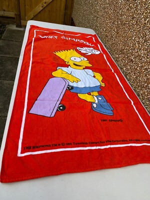 Super Rare Vintage The Simpsons - Bart Simpsons 1991 Beach Towel Original 
