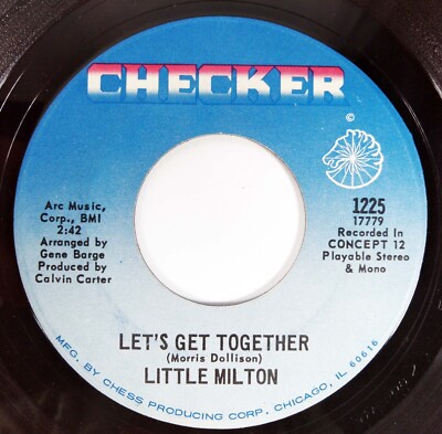 Little Milton 45 RPM Let's Get Together 7'' Vinyl Soul Single Checker - 1225