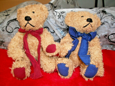 10 x Hübsche Hab-mich-lieb-Teddys mit Schleife, 2-fach farbig sortiert. NEU