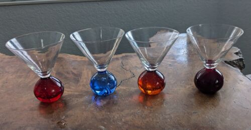 Bubble Ball Base Martini Gläser Rubin Blau Bernstein 5" 4er Set - Bild 2 von 12