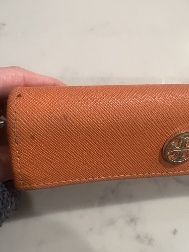 Tory Burch Eyeglass Glasses Sunglasses Protective Case Orange Gold Logo Soft - Picture 5 of 5