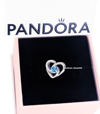 NEW 100% Authentic PANDORA 925 Ale Blue Crystal Entwined Heart Charm ...