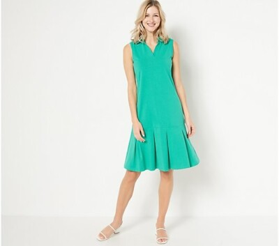 Wicked by Women with Control Regular PleatedPolo Dress, Size Medium, Vivid Green