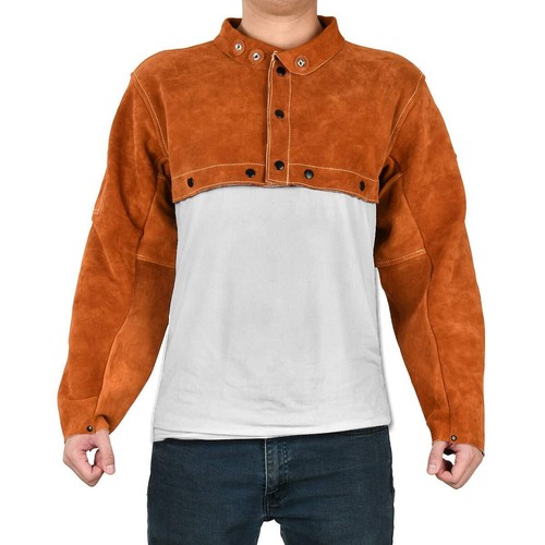 Leather Welding Jacket Heavy Duty Welding Apron With Sleeveheat Flame Resistant - Picture 6 of 8