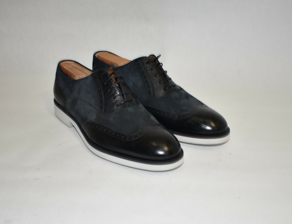 New Hugo Boss Eden Suede Leather Wingtip Oxford Dark Blue  display picture 1