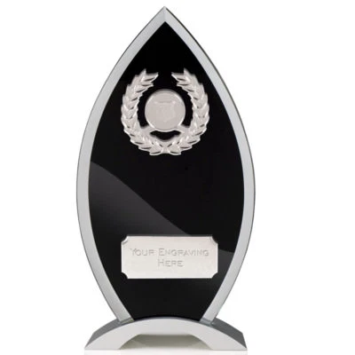 GLENWAY Glas & Metall Pokal Größe 22,25 cm KOSTENLOSE GRAVUR in Präsentationsbox KK138B