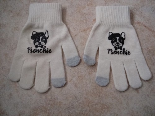 Frenchie Kinder Handschuhe 3 Paar: Weiß Schwarz Lila Rippbündchen Touchscreen Neu - Bild 2 von 5