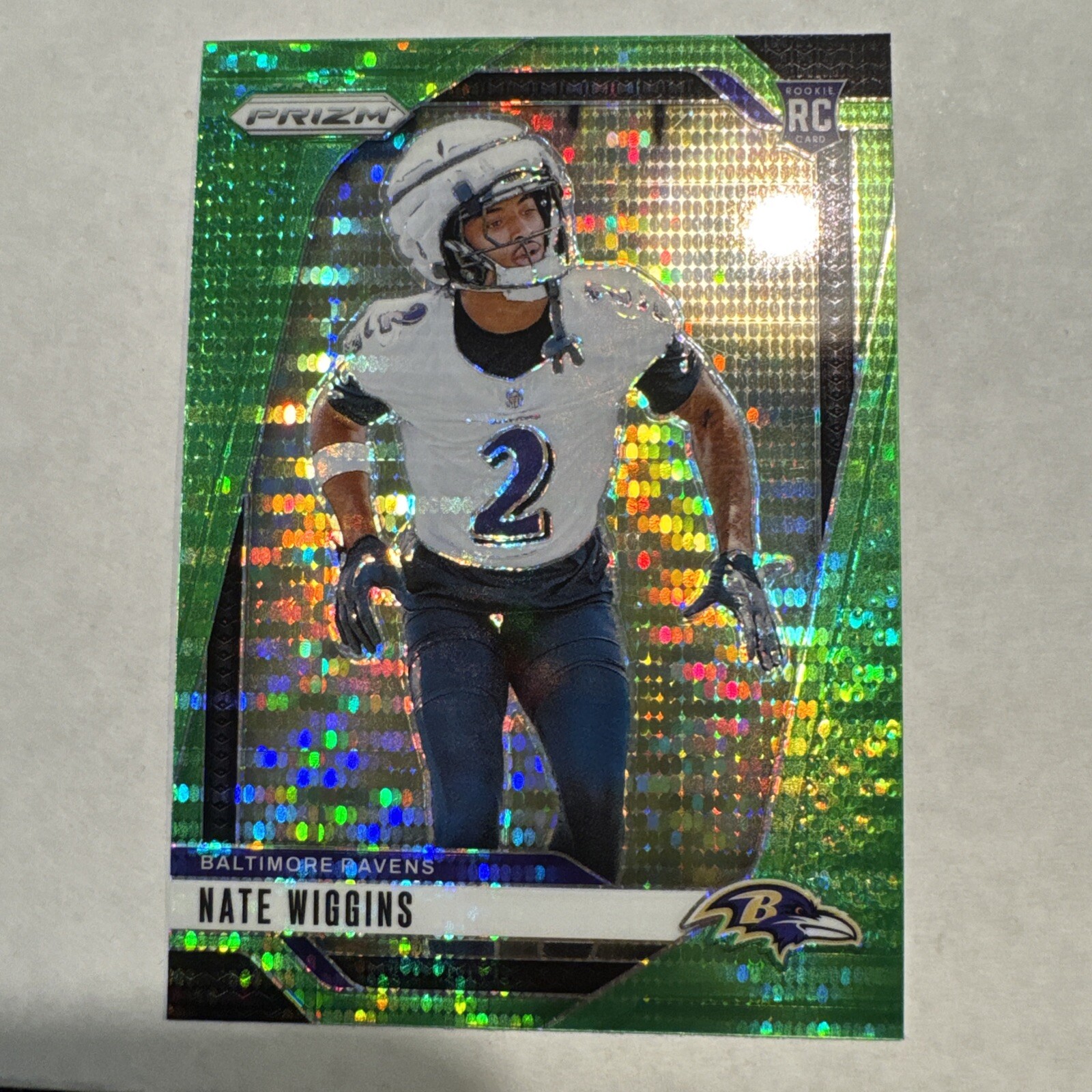 2024 Panini Prizm - Neon Green Pulsar Prizm #380 Nate Wiggins (RC)