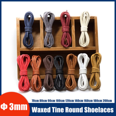 1-Pair Waxed Cotton Shoelaces Fine Round Oxford Leather Dress Shoe Unisex String