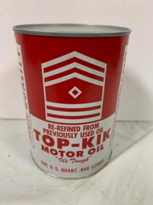 Vintage Unused New Old Stock Top-Kik Motor Oil Quart Can GAS OIL SODA COLA MINT