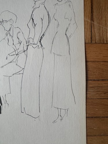 Rare Original Vintage Fashion Illustration Vogue 1950's Pen Ink OOAK 12 x 17 - Picture 5 of 10