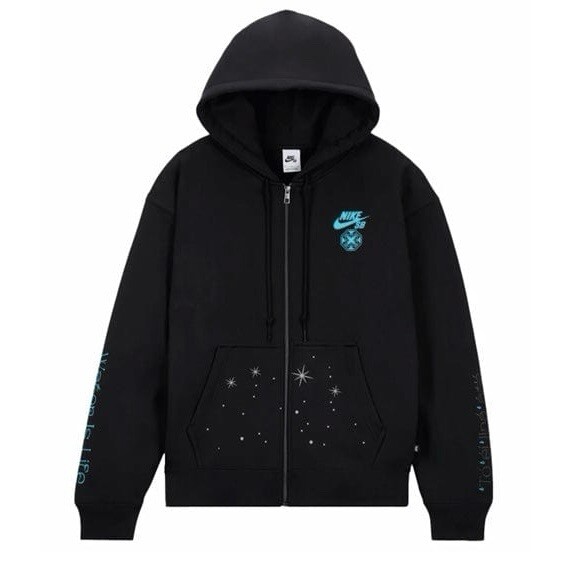 Nike SB x Di'Orr Greenwood Fleece Zip Up Black Hoodie, Size L NWT FN2510-010