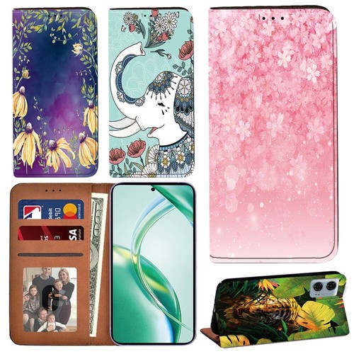 Passend für Motorola Moto E14/G24/G34/G35/G45/G55/G85/Edge 50 Leder Ständer Cover Case - Bild 4 von 31