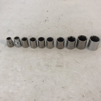 10 Pc Craftsman 3/8 Drive Metric Sockets Mix of 6pt & 12pt 9mm to 19mm USA