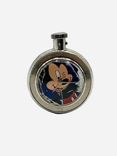 Disney Mickey Mouse Watch Head Silver Tone Damaged Crystal For Parts Or Repair