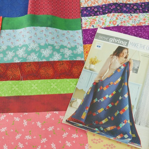 Make the Connection Quilt-Kit einfach 68" x 84" bunte verschrottete Stoffe + Magazin