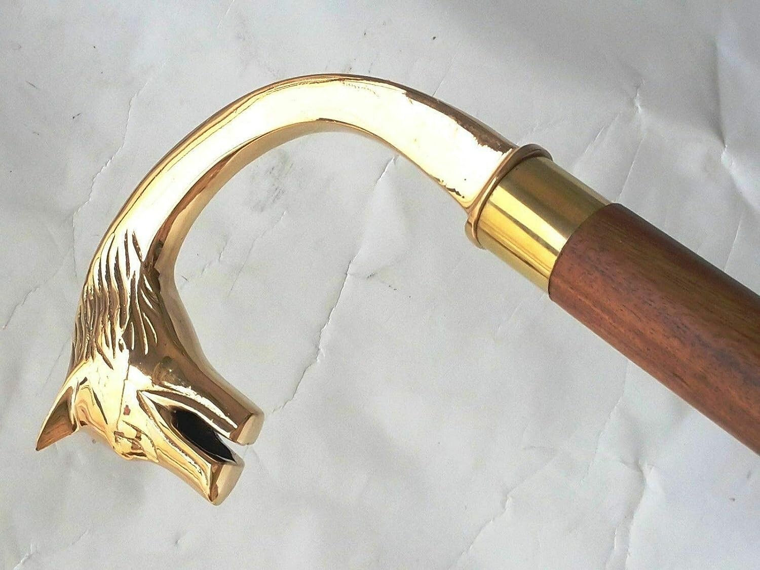 Solid Brass Designer Fox Head Handle for Wooden W… - image 1