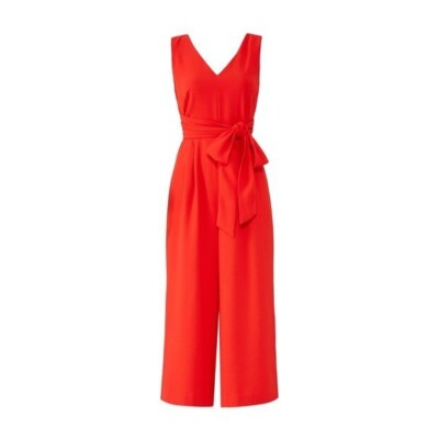 Crew Red Crepe Wide Leg Jumpsuit Romper 00