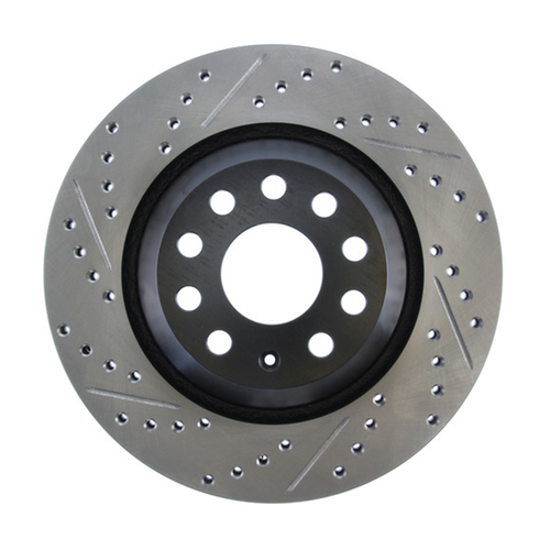 StopTech Sport Drilled Rear Right Disc Brake Rotor for 09-21 Audi VW Seat Models - Picture 2 of 12