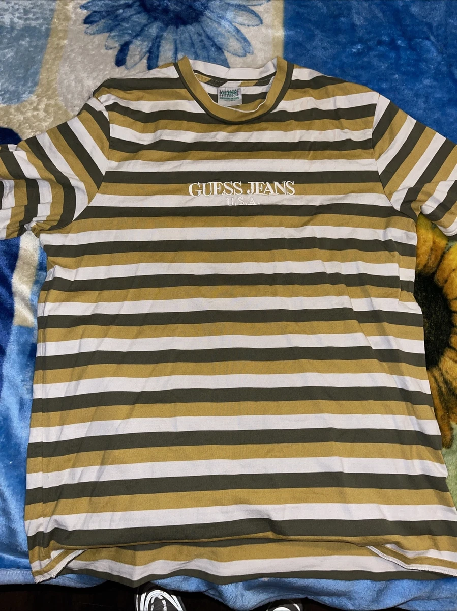 Guess yellow cheap striped shirt